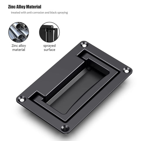 2 Pack Black Zinc Alloy Recessed Door Pull Handles For Drawers Cabinets Doors And Toolboxes, flush pull handle design