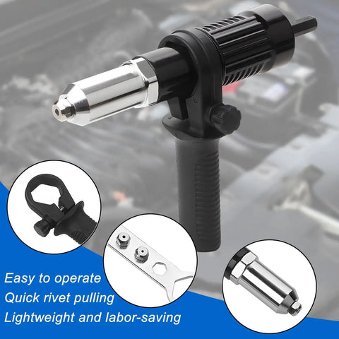Cordless Car Rivet Gun Adapter Kit With Four Rivet Heads Power Drill Attachment For Auto Body Repairs Universal Tool