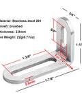20 Pack Slotted Corner Braces L Angle Brackets 1-7/8 Inch Long, 3/4 Inch Wide, 1-1/8 Inch High, 1/8 Inch Thick, Stainless Steel 201 Brushed Finish