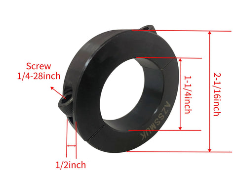 Double Split Shaft Collar With One Quarter Inch Bore Black Oxide Finish Two Piece Set Screw Carbon Steel Industrial Shaft Support dimensions