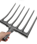 Heavy Duty Steel Fork Head For Soil Turning And Loosening shown with easy mount handle, ideal for gardening and digging.