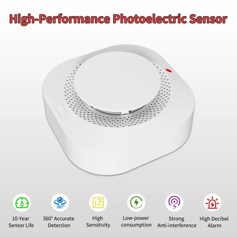 Wireless Photoelectric Smoke Detectors For Home Use Battery Powered Standalone Alarms With Test And Mute Button