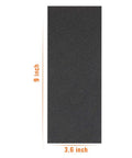 9x3.6 inch sheet from 45 Piece Wet And Dry Sandpaper Set Workhorse Grit Range 120 To 5000, shown flat with dimensions