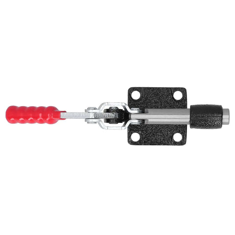 Top view of Heavy Duty Welding Toggle Clamp Horizontal Fixture With 390 Kg Holding Power, showing red handle and mounting holes.
