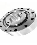 Heavy Duty Backstop Overrunning Clutch For Gear Reducers With No Sweat Installation And Built Like A Tank Durability For Smooth Engagement In Textile And Industrial Machinery Applications, metal construction, front view, holes for mounting.