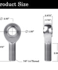 Street Hardened 7/8 Inch Heim Rod End Panhard Bar Kit Featuring Chromoly Joints dimensions and specifications shown.