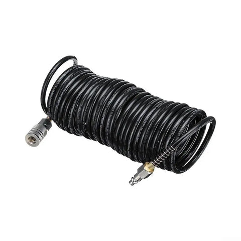 Badass Polyethylene Pneumatic Air Hose With Quick Coupler 25 Foot Quarter Inch Npt American Connector coiled with connectors.