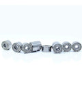 Heavy Duty 603ZZ And 603Z Miniature Ball Bearings Featuring Super Smooth ABEC-1 Ratings arranged in a row, 3x9x5mm, double shielded for dust resistance.