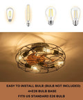 Dope Industrial Black Caged Ceiling Fan With Lights 20 Inch Modern Smart Ceiling Fan With Remote for Bedroom bulb types
