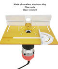 Solid As Rock Aluminum Router Table Insert Plate With Precision Spacers For Woodworking Benches Diy Garages And Milling Setup, gold tone with scale.