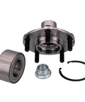 Front Hub Bearing Assembly For Nissan Kicks And Sentra All Trims FWD 5 Lug With ABS Hub Unit Replacement Fits 2020 2024 Kicks And 2021 2024 Sentra 1.6L HR16DE 2.0L MR20DE Engines OE Cross Reference 40202-6La0a 40202-6Lf0a 40202-5Rb0a Timken Ha590602 with individual components visible