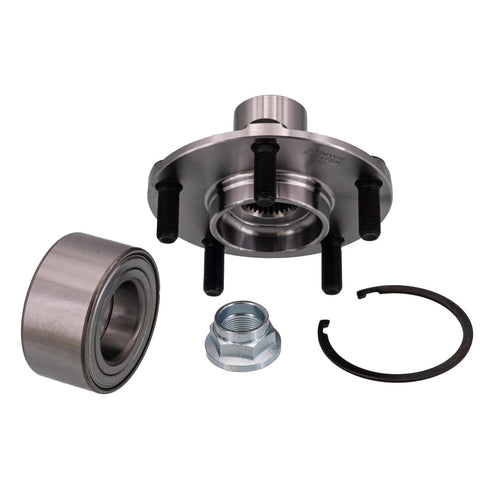 Front Hub Bearing Assembly For Nissan Kicks And Sentra All Trims FWD 5 Lug With ABS Hub Unit Replacement Fits 2020 2024 Kicks And 2021 2024 Sentra 1.6L HR16DE 2.0L MR20DE Engines OE Cross Reference 40202-6La0a 40202-6Lf0a 40202-5Rb0a Timken Ha590602 with individual components visible