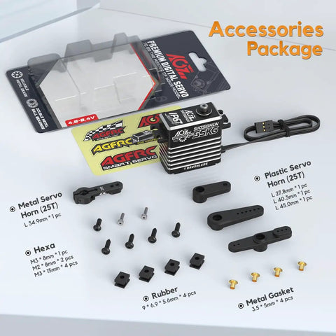 Accessories package with Beefy 55Kg Waterproof Brushless RC Servo Motor For 1 By 10 And 1 By 8 Scale Rigs and components