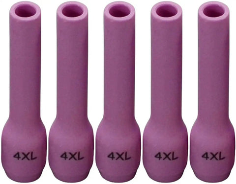 Top Tier Long Style TIG Ceramic Gas Nozzles Hella Durable Alumina Shanks Ten Piece Pack Runs Smooth On Standard Welding Torches Quarter Inch Throat Six Point Five Millimeter Bore Heavy Duty Shop Gear, five pink alumina nozzles