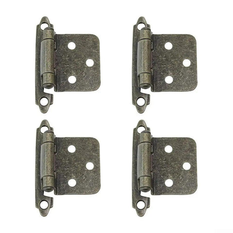 Four pieces from Ten Pack Overlay Cabinet Hinges Self Closing For Kitchen Cupboards And Furniture Doors Flush Mount 7x4x3 Cm Green Bronze.