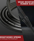 Premium 10ft MIG Welding Gun 180A With Extra Tips Fits Titanium Unlimited 200 And Mig 140/170 Pro K530 Style Flux Core Gas Shield Torch Kit showing rubber sleeve and strengthened spring.