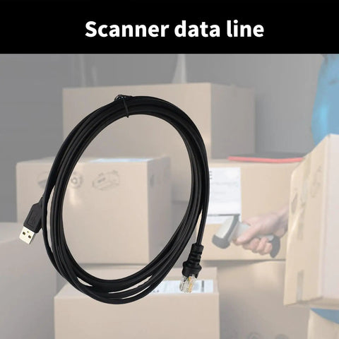 Flat USB Barcode Scanner Cable 2M for MS5145 MS9540 MS7120 MS9590 MS1690 with gold plated connectors in warehouse setting