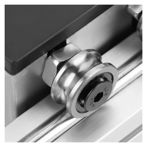 Close-up of heavy duty 1204 ball screw linear actuator with stepper motor delivering precise control on shop floors.