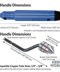 Deburring Tools And Countersink Hand Reamer dimensions for copper pipe 1/4 to 5/8 inch with ergonomic handle and blade details