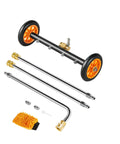 16 Inch Pressure Washer Undercarriage Cleaner Kit With 4000 PSI Stainless Steel Surface Cleaner, Adjustable Angle, Four Nozzles, And Two Extended Wands For Quick Driveway, Patio, And Deck Cleaning, with accessories