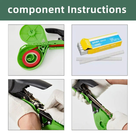 Lightweight Plant Tying Machine for Vines With 45mm Opening, Grab And Go Tapener Gun, Tape Tool With Included Tapes And Staples
