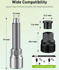 Dimensions of heavy-duty Bike Crank Puller Kit with Wrench and Top Cap for quick crank arm removal, bottom bracket tool displayed