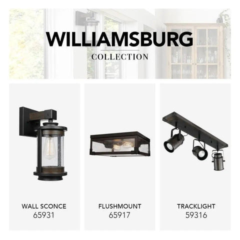 Preview of the Williamsburg 3-Light Track Lighting With Dark Wood Finish And Metal Accents from the Williamsburg Collection
