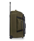 Briggs & Riley 27-inch medium upright duffle in hunter green with wheels, telescoping handle and side zip pocket.