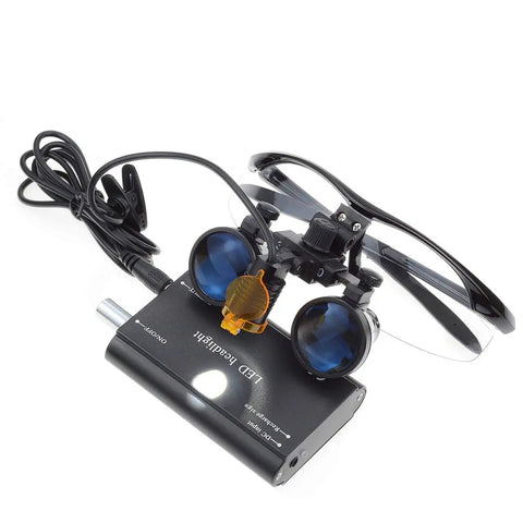 3.5X Loupe Headlamp With Filter Clip-On And Carry Type Aluminum Box DY-004 Black, Rechargeable Battery with flexible headband