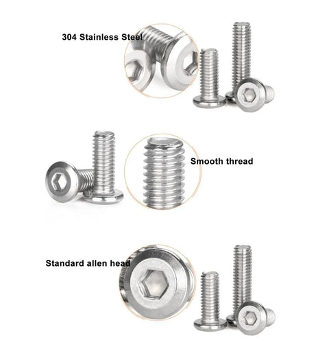 12-Piece M6 X 50mm Flat Socket Cap Allen Bolts For Furniture Assembly, 304 Stainless Steel, Includes Allen Key, beefy heavy-duty, rust-resistant