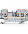Side view of Ten Pack 4mm Square Dual Wire Terminal Block Kit With DIN Rail Mount Pro Grade Heavy Duty Spring Clamp Electrical Wiring