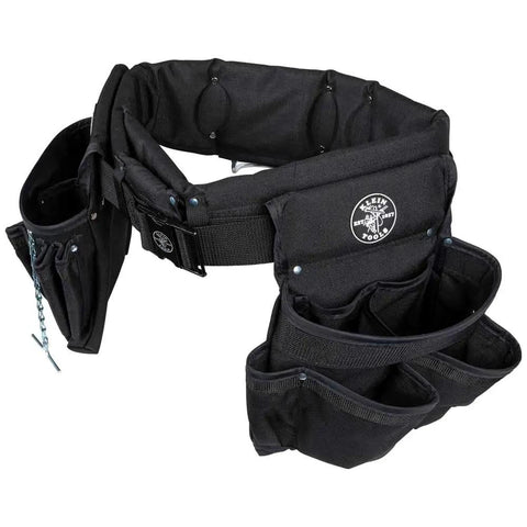 Pro Grade Electrician Tool Belt and Pouch Set With Padded Belt For The Job Site, 8 Pocket Pouch, black Cordura, Medium
