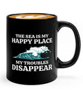 Sailor Coffee Mug 11oz Black For Boaters And Boat Captains Funny Lake And Sailboat Gift featuring wave graphic and text