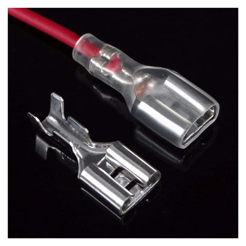 Ultimate 300 Piece Spade Connector Wire Crimp Terminal Assortment Kit With Insulating Sleeves In Sizes 2.8mm 4.8mm And 6.3mm For All Your Diy Electrical Projects, insulated spade terminal on red wire