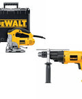 Straight Up Heavy Duty Power Tool Combo Featuring Variable Speed Top Handle Jig Saw And Two Speed Hammer Drill For Serious Diy Projects And Everyday Workshop Jobs in rugged carrying case.