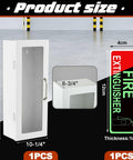 10 Lb Fire Extinguisher Cabinet Wall Mount White Steel With Glow In The Dark Sign Sticker shown with dimensions and features