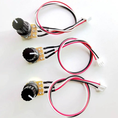 10K And 100K Ohm Linear Taper Rotary Potentiometer Kit With 3 Pin XH254 Connectors, 20cm Wire Leads, Black Knob Covers