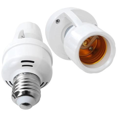 Motion Sensor Light Socket For E26 E27 Bulbs, smart screw-in white 2-pack adapter with E27 socket and motion sensor
