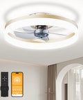 Low Profile Ceiling Fan With Light Flush Mount 6 Speed Reversible Silent Operation Remote And App Control Gold Finish