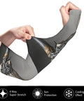 Steampunk Bull Skull With Gears And Mechanical Accent Adult Cooling Arm Sleeves featuring thumbhole grip, showcasing stretchable design.