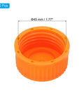 GL45 Screw Caps Set For Glass Media Bottles, 45mm, 10 Pack, Polypropylene Cover Seal Thread Caps With Orange Cap, Fits GL45 Bottles, Autoclavable Up To 140 C, close-up view