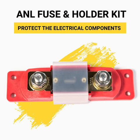 Beefy 150 Amp ANL Fuse And Holder Kit Red For Auto Electrical Systems with heavy duty nylon base and heat resistant design