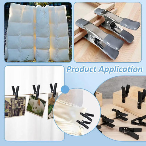 Beefy 7 Pack 4 Inch Spring Clamps Set used for backdrops, woodworking, and indoor-outdoor projects, showcasing versatility.
