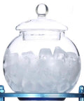 Top Shelf Cold Brew Drip Tower And Iced Coffee Maker With 21 Oz Detachable Borosilicate Carafe and heavy duty steel rack displaying ice in a glass bowl.