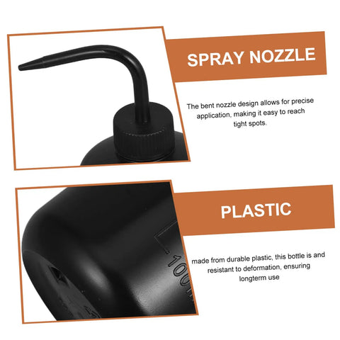 Two Pack Plastic Squeeze Bottles With Curved Nozzle For Precise Plant Watering And Cleaning, Perfect For Succulents, Terrariums, And Fish Tank Maintenance, Narrow Space Access, Easy Bottom Cleaning black plastic squeeze bottle with curved spray nozzle