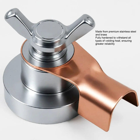Premium Welding Magnetic Ground Clamps With Super Strong Magnets For Steady Earth Connections On Flat Or Curved Metals close-up of stainless steel and brass design
