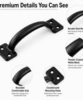 Heavy Duty Six Pack Gate Pull Door Handles Built Tough Five And Three Quarter Inch Black Metal Pulls For Wood Fence Shed Barn Door Cabinet And Screen Doors Includes Hardware Screws, matte black curved handle
