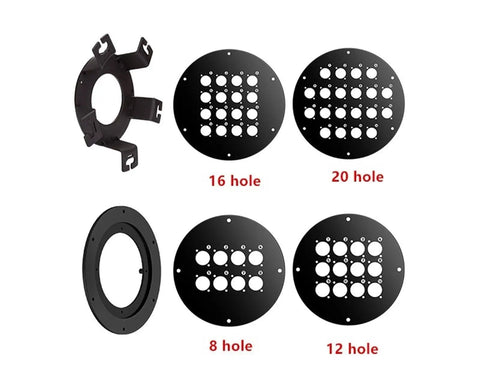 Rock Solid Polymer Cable Reel For Optical Fiber Management Heavy Duty Portable Spool with eight hole panel and various hole sizes.