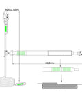 Heavy Duty Fifty Foot Vertical Lifeline Assembly With Rock Solid Alloy Steel Rope Grab And Shock Absorbing Lanyard For Roofer Fall Arrest Safety Kit Fully Osha Approved, detailed diagram showing dimensions and components.