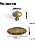 Badass Hella Smooth Antique Brass Cabinet Knobs With Oval Backplate For Kitchen Drawers And Furniture Upgrades Zinc Alloy Hardware with measurements.